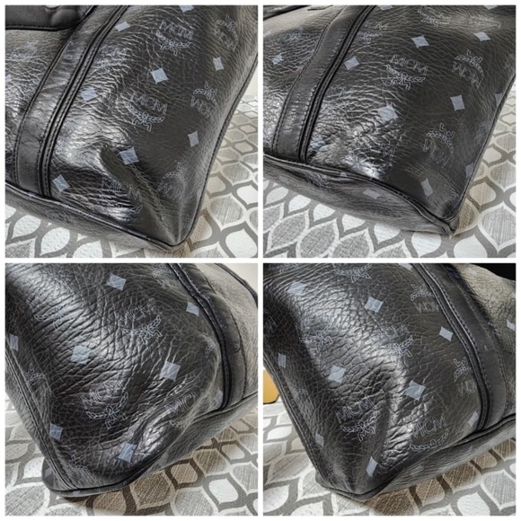 Authentic MCM Visestos Shopping Tote Bag Black/Grey - Picture 13 of 14